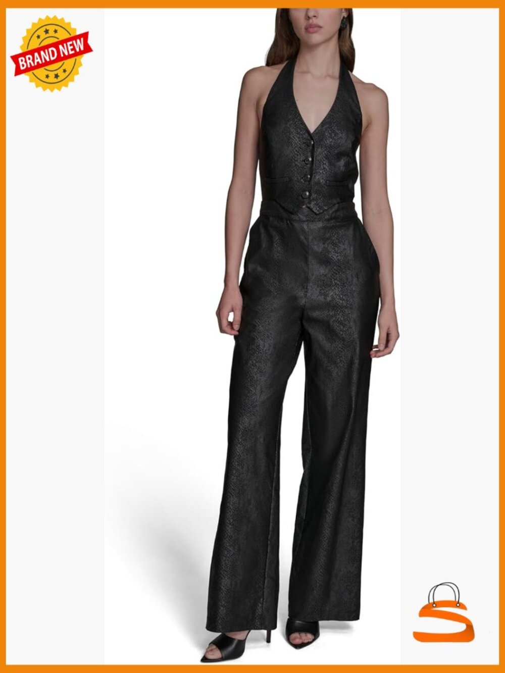 Sleeveless Halter Neck Vested Wide Leg Jumpsuit